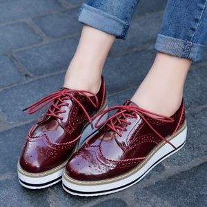 Stylish women's wine red platform